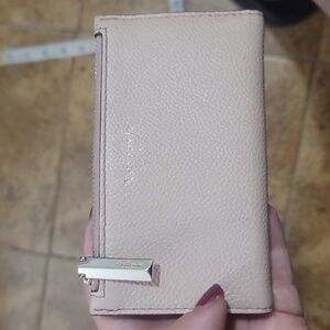 Kate spade pink gold pebbled leather bifold wallet
